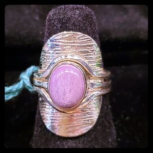 Pink Rhodochrosite sterling silver ring